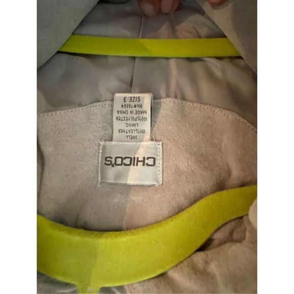 Chico's Womens Gray Leather Button Front Blazer Jacket Size 3 - Picture 15 of 16